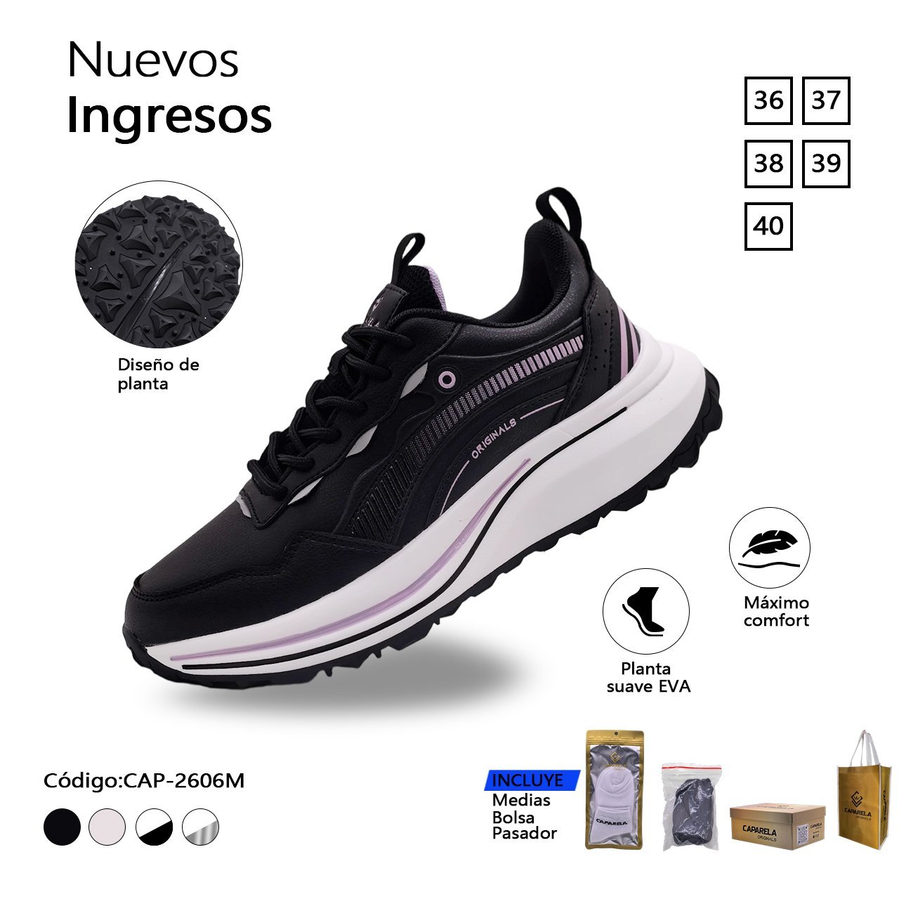 ZAPATILLA CAPARELA NEGRO CASUAL